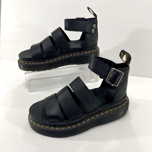 NEW CLARISSA II QUAD LEATHER PLATFORM SANDALS - Picture 10 of 15